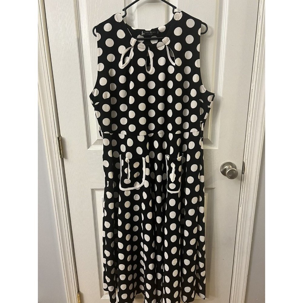 Chao Menu Fashion 5XL Black‎ Tank Top Dress With Polkadots